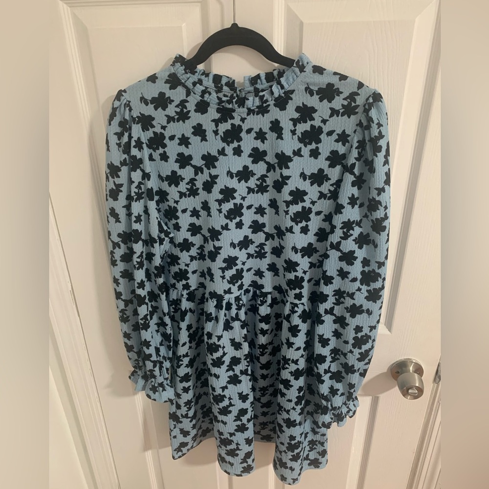 Miss Selfridge mini smock dress in Blue floral size US 12